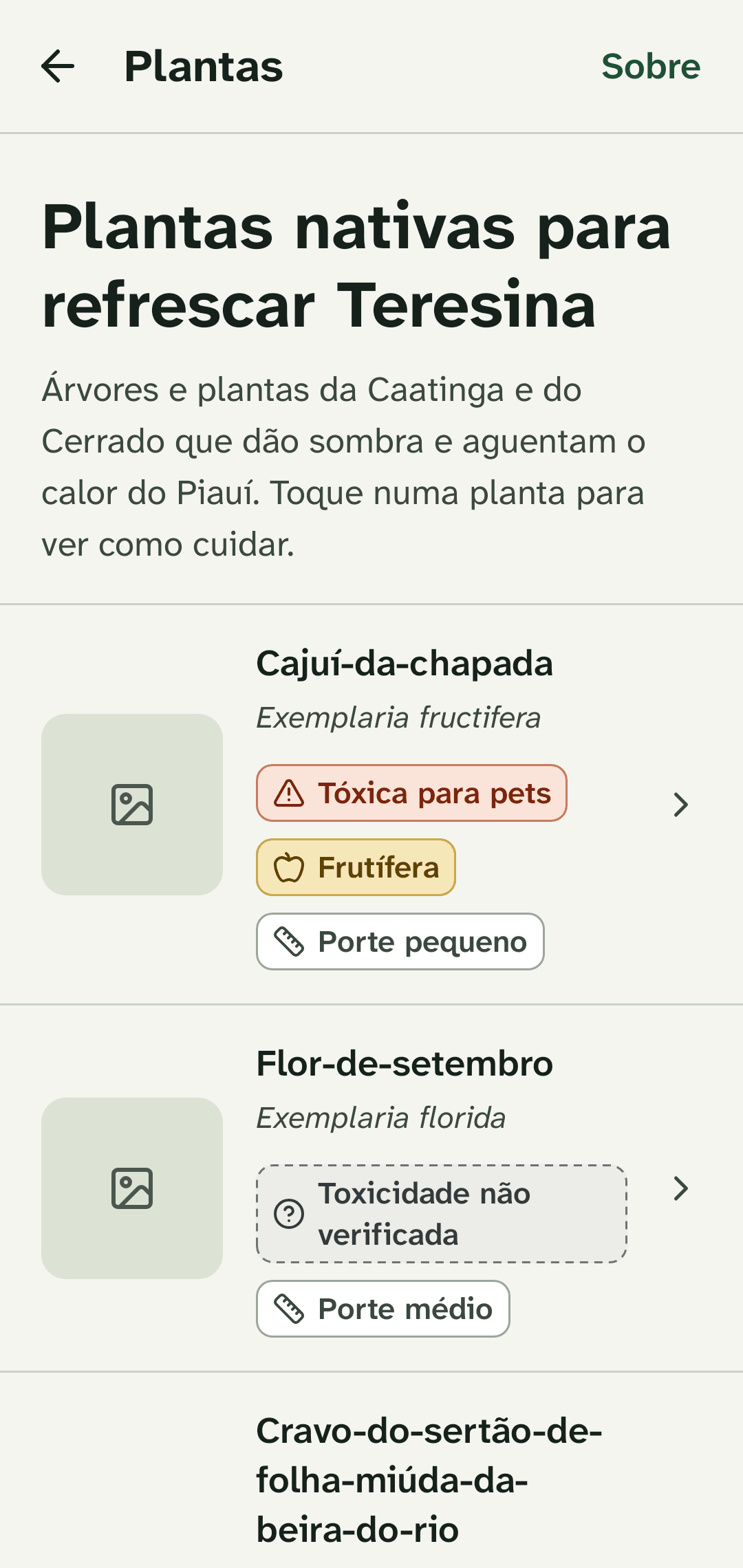 Lista de plantas do Sombraí